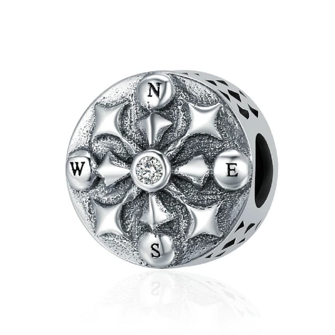FeatherWish 925 Sterling Silver Charm Boat Compass Travel Sea Ocean Ship Anchor Bead Fits And Compatible With Pandora Bracelets Gift For Friend Wife Sister Mum Birthday Daughter