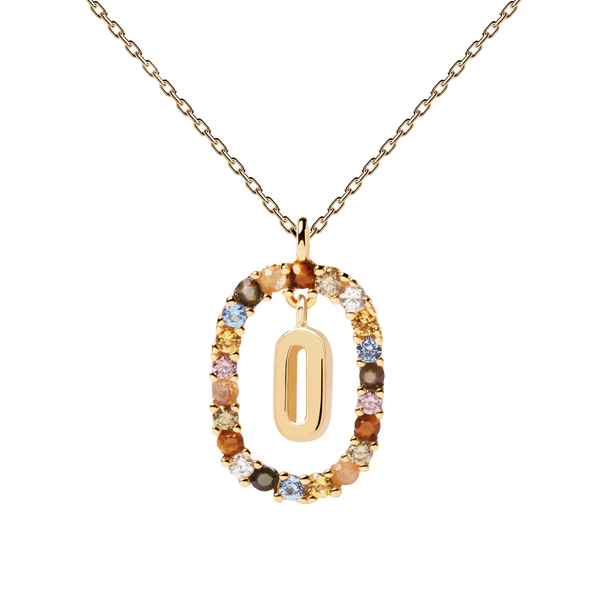P D PAOLA - Letter O Necklace - 925 Sterling Silver 18k Gold Plated - Jewellery for Women