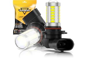 Auxbeam 9005 H10 LED Fog Light Bulbs, High Power 3020 SMD Bulb for Fog Light, 6500K Xenon White (Set of 2)