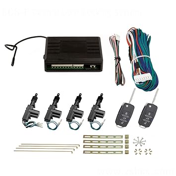 Zentralverriegelung, Komplett Set, 4-türig, incl. 2 Klappschlüssel mit Funk, 4 Stellmotoren