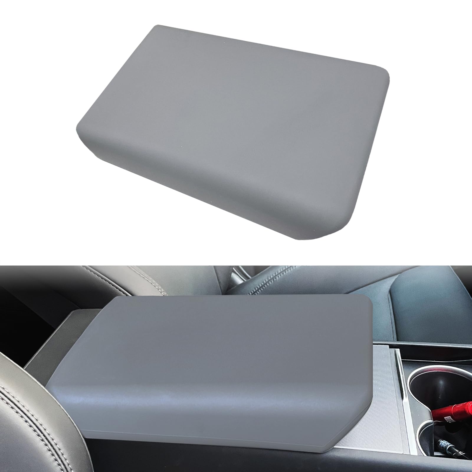 Photo 1 of ?Center Console Cover for Tesla Model Y Juniper & Model 3 Highland - Premium TPE, Non-Slip, Easy Snap-On Install - Interior Accessories Armrest Cover for Tesla Model Y Juniper 2025-2026