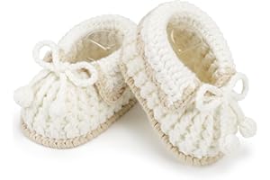 KARUNEL Baby Booties Newborn Hand Crochet Knit Cotton Bootie Soft Cozy Warm Socks Shoes for Infant Boys Girls