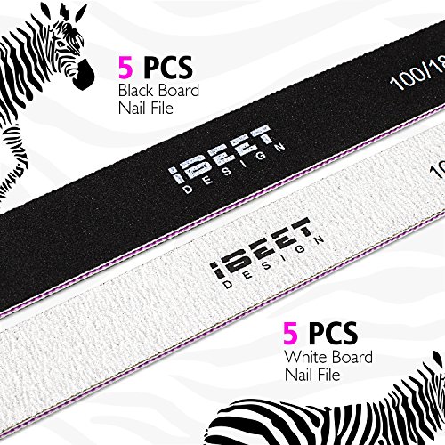 10PCS Nail Files Buffers Set, Double Sided Emery Board 100/180 High Grit Manicure Fingernail File Tool for Nail Kit, Home Professional Nail File Tool Black and Off-white