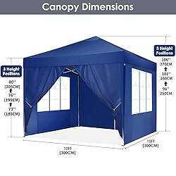TOOLUCK 10x10 Pop Up Canopy Tent with 4 Sidewalls