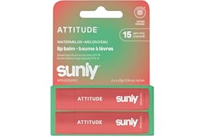 ATTITUDE SPF 15 Lip Balm Duo, Broad Spectrum Mineral Lip Balm with Zinc Oxide, EWG Verified, Vegan, Hydrating & Nourishing, W