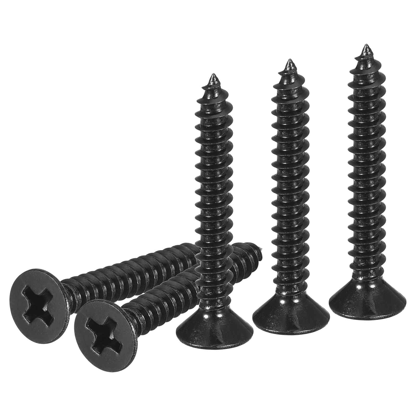 DTGN 200Pcs #6x1" Flat Head Wood Screws, 304 Stainless Steel Phillips Self Tapping Screws - Good for Woodworking, Furniture - Black — image 1