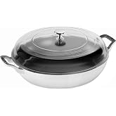 STAUB Cast Iron Braiser with Glass Lid, Dutch Oven, 3.5-quart, serves 3-4, Made in France, White