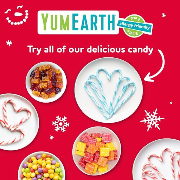 YUMEARTH ORGANIC CANDY CANES – INDIVIDUALLY WRAPPED FULL SIZE PEPPERMINT CANDY CANES – ALLERGY FRIENDLY, NON GMO, GLUTEN FREE, VEGAN, DYE FREE CHRISTMAS CANDY – 10 COUNT (PACK OF 1)