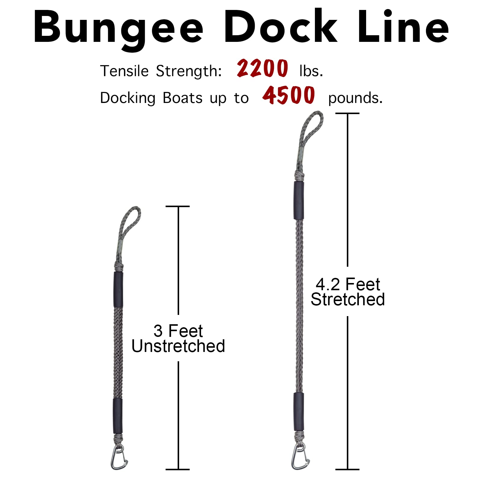 Mua 3FT Bungee Dock Line Boat Ropes for Docking Line Mooring Rope with ...
