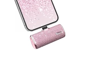 iWALK Small Portable Charger, Power Bank 4500mAh Ultra-Compact Sparkly Battery Pack Compatible with iPhone 14/14 Plus/14 Pro Max/13/13 Mini/13 Pro Max/12/12 Mini/12 Pro/11/XR/XS/X/8/7/6, Pink