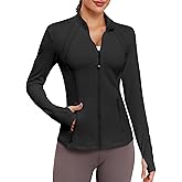 VUTRU Women Athletic Jacket Fitted Workout Running Zip Up Track Coat Layer with Thumb Holes Pockets for Yoga Gym Travel