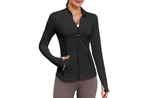 VUTRU Women Athletic Jacket Fitted Workout Running Zip Up Track Coat Layer with Thumb Holes Pockets for Yoga Gym Travel