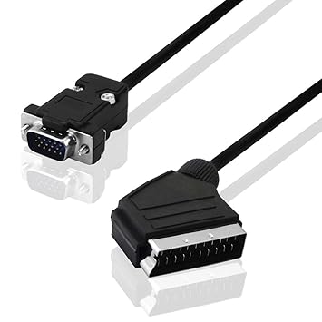 BestPlug 2 Meter D-SUB Scart Kabel / S-VGA Stecker auf Scart Stecker / Schwarz (verbesserte Ausführung v1.08)