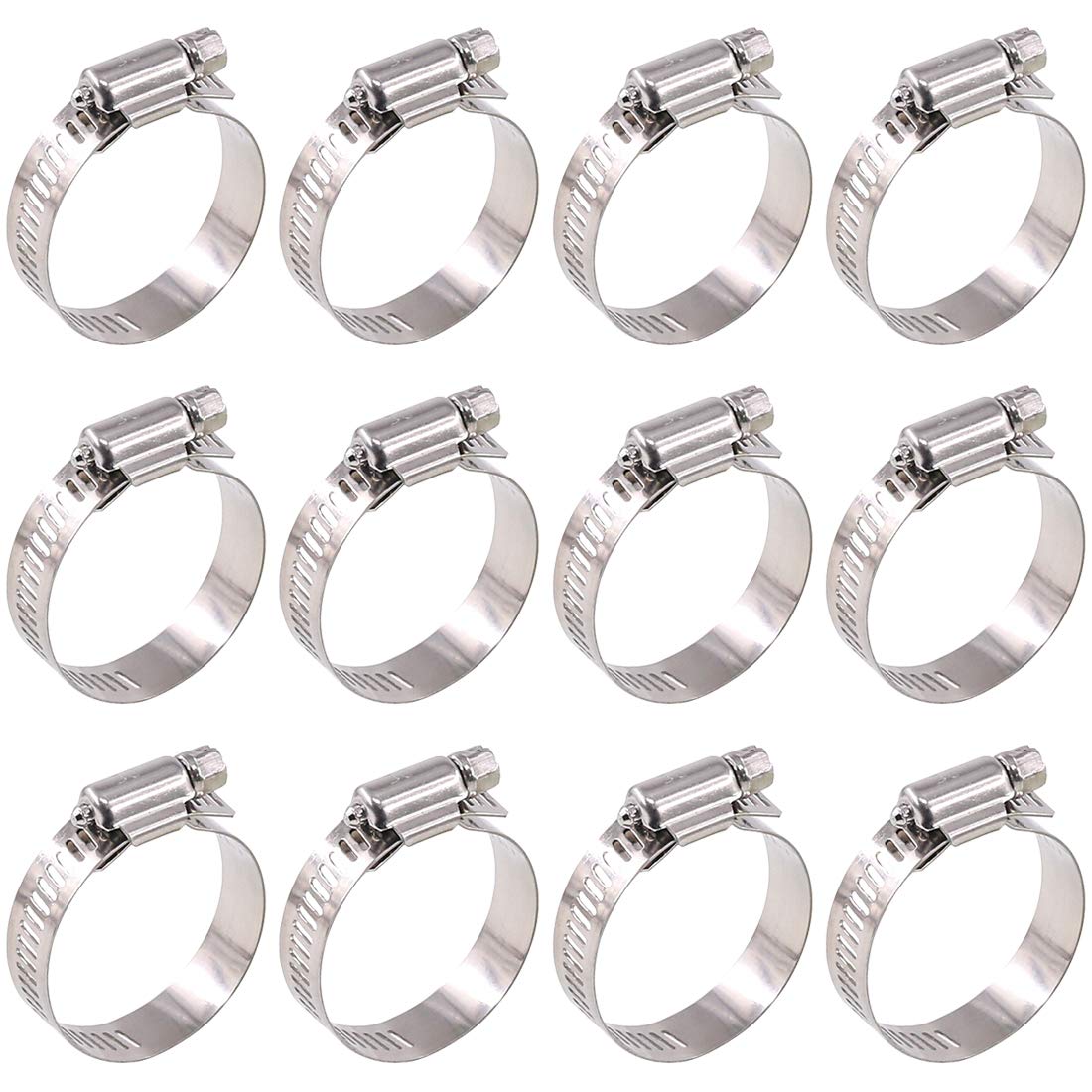 Glarks 20Pcs 304 Stainless Steel Adjustable 21-44MM Range Worm Gear Hose Clamps Assortment Kit, Fuel Line Clamp for Water Pipe, Plumbing, Automotive and Mechanical Application (21-44MM)