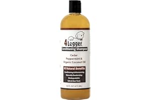 4Legger Organic Dog Shampoo and Conditioner USDA Certified - All Natural Concentrated Cedar Dog Shampoo with Peppermint, and Eucalyptus - Dog Shampoo for Itchy Skin - Dog Shampoo for Smelly Dogs 16 oz