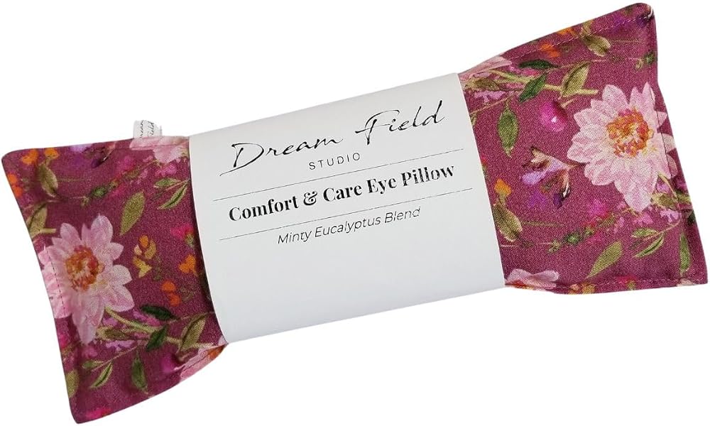 Mint Eye Pillow with Flaxseed, Eucalyptus Aromatherapy | Vintage Rose | Handmade in small batches, USA made; eucalyptus & pep