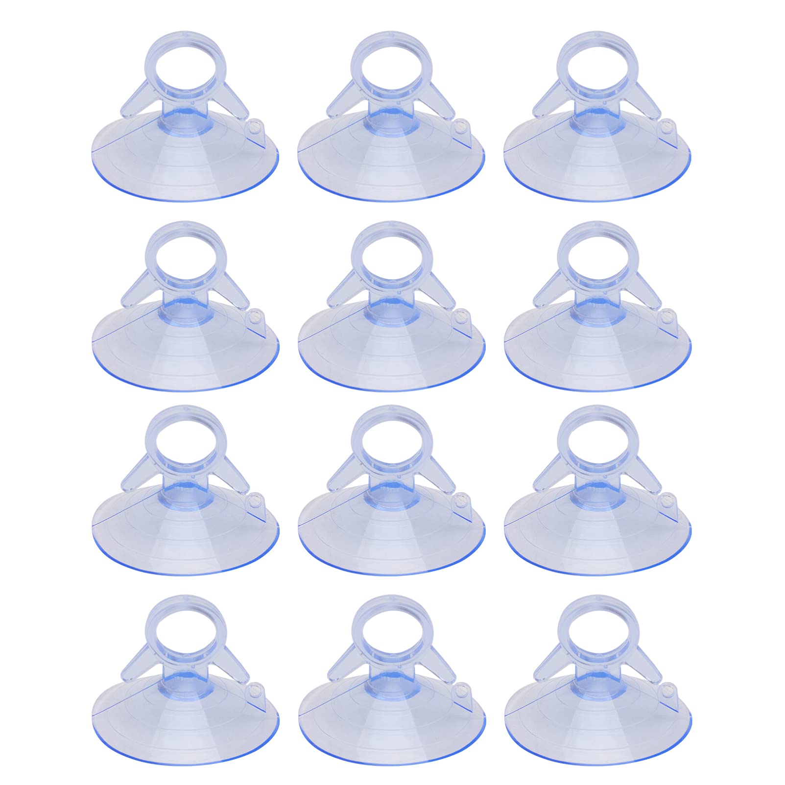 POPETPOP 12pcs 45mm Clear Plastic Suction Cups with for Glass Windows Windshield Tile Kitchen Bathroom Mirror Shower Wall Terrarium Car Window Office Hangers