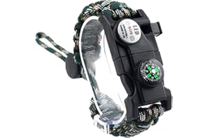 Daarcin Survival Paracord Bracelet,Fire Starter,Waterproof SOS Light, Compass, Whistle, Adjustable AK87 20 in 1,Outdoor Ultimate Tactical Survival Gear Set,Gift for Kids,Men