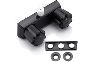 LIBERFLOW RV Shower Faucet Replacement, Camper Shower Faucet, 4" Camper Bathroom RV Faucet Shower Valve for Outdoor Outside and Indoor Shower Kit with Dual Acrylic Shower Knobs (Full Black)