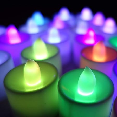 GOYAL Flame Less Multi Color LED Tealight Birthday/Festival/Anniversary/All Purpose (Pack of 10)
