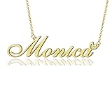 Monica Heart Name Necklace 18k Gold Plated