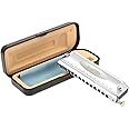 East top Chromatic Harmonica Key of C,12 Holes 48 Tones Professional Stainless Steel Mouth Organ Harmonica for Adults, Profes