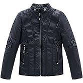 LJYH Boy's Collar Faux Motorcycle Leather Jacket Kids Biker Coats