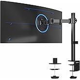 VIVO Single Monitor Arm Desk Mount, Holds Screens up to 32 inch Regular and 38 inch Ultrawide, Fully Adjustable Stand with C-