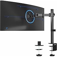 VIVO Single Monitor Arm Desk Mount, Holds Screens up to 32 inch Regular and 38 inch Ultrawide, Fully Adjustable Stand with C-