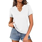 Women's V Neck Cotton T-Shirts Breathable Short Sleeve Tops Lightweight Stretch Summer Tees S-XXL
