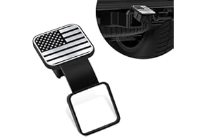 Hbxdeco Car Trailer Hitch Cover Fits 2" Receivers, American Flag Trailer Hitch Tube Plug Insert, Towing Hitch Tube Dust-Proof Plug, Universal Vehile Exterior Accessories(Silver)