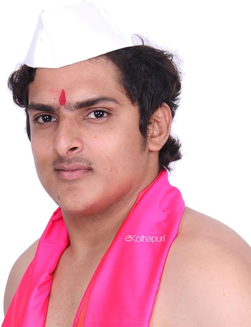 eKolhapuri Traditional Handstitched Ready to Wear Typical Maharashtrain White Gandhi Topi (Turban) for Men