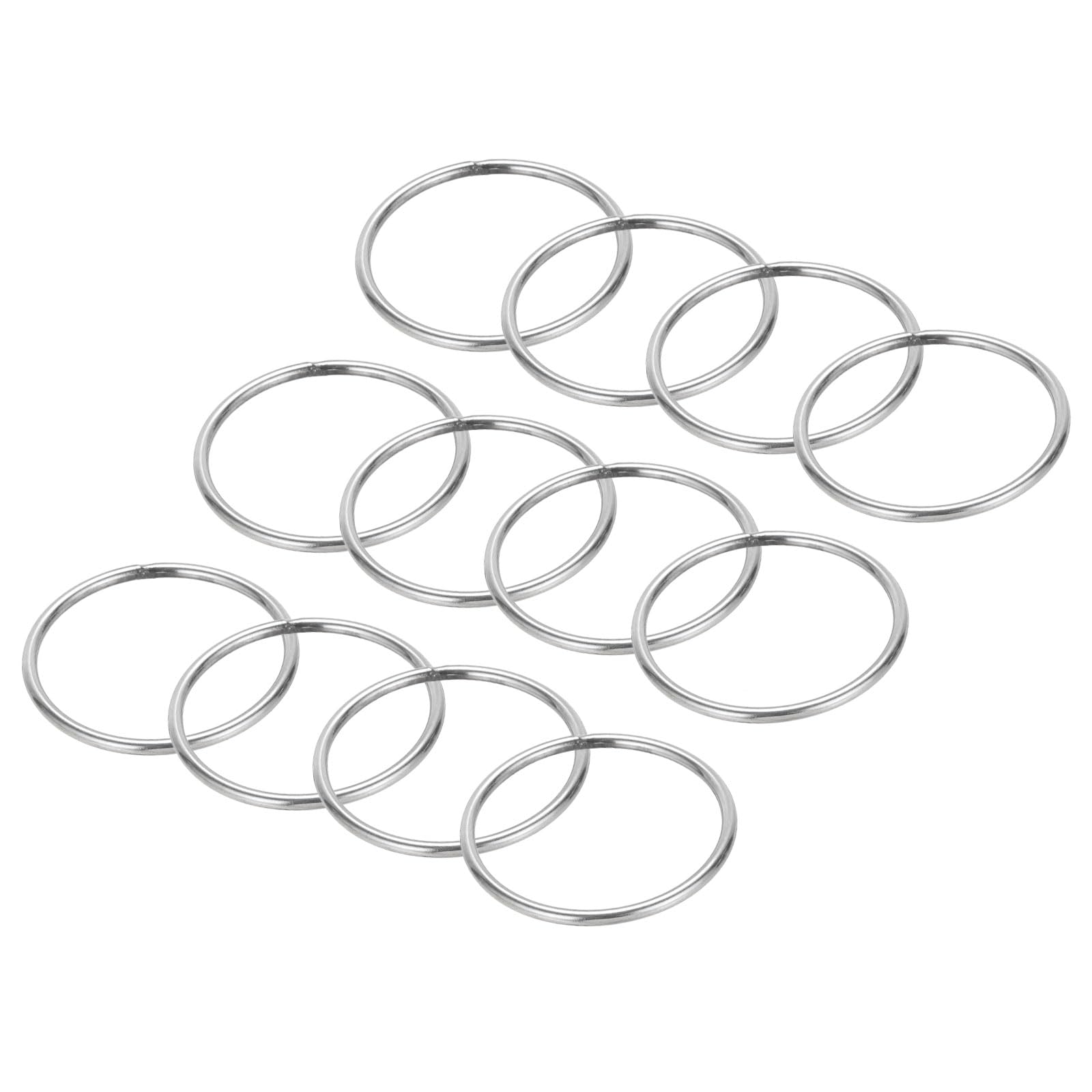 PATIKIL 2" Metal O Rings, 12 Pcs 304 Stainless Steel O-Ring Heavy Smooth Round Rings for Macrame, DIY Craft, Hardware, Keychain, Belt, Dog Leash, 3mmx50mm