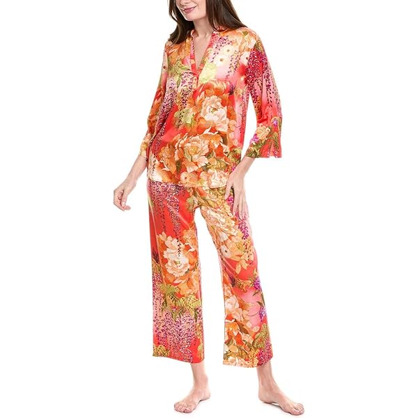 TROPICAL BREEZE - SATIN Long Sleeve PJ Length 25