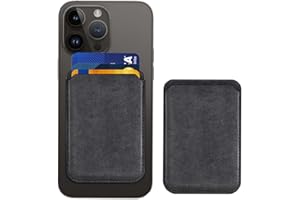 KPNEOL Magnetic Phone Wallet Compatibale with Magsafe Wallet, Finewoven Magnetic Card Holder RFID for Men, Mag Wallet for iPhone 15/14/13/12 Series, Ivory Black