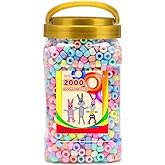 Iooleem Pony Beads(2000pcs Candy Macaroon Pony Beads),Beads for Bracelets Making, Beads for Crafts, Beading Supplies, Friendship Bracelets Making.