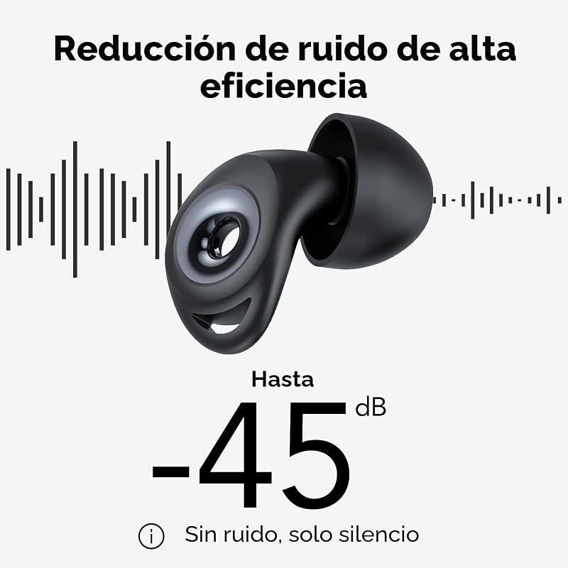 Tampões para os ouvidos com ruído de sono, 45dB de cancelamento de ruído, 4 tamanhos (XS/S/M/L)