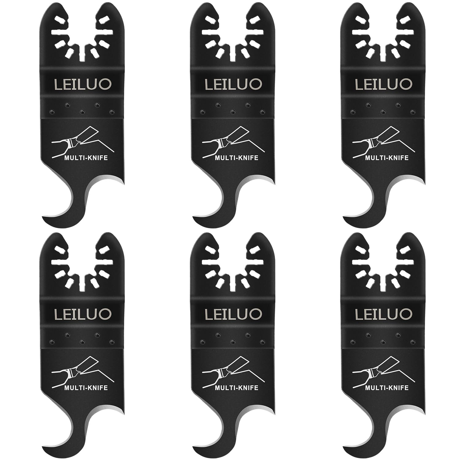 LEILUO 6 Pcs Multi tool Hook Blade for Carpet Roof Shingles Soft Materials Universal Oscillating Tool Accessory with Storage Bag Compatible with DeWalt Makita and More