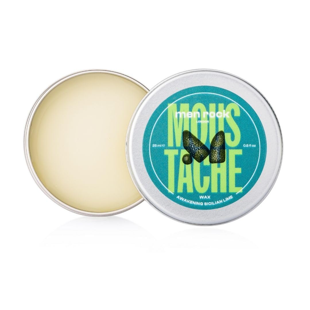 Men Rock Awakening Beard Wax - Coffee Oil Infused, 25ml: Shapes, Tames & Softens with Zesty Sicilian Lime Scent