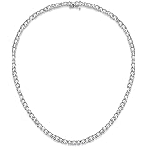 AVECON 4.0mm Tennis Necklace For Women, 18K White Gold Plated 5A Round Cubic Zirconia Classic Tennis Necklaces 18-inch for Her, Jewelry Gift for Wedding Anniversary Birthday