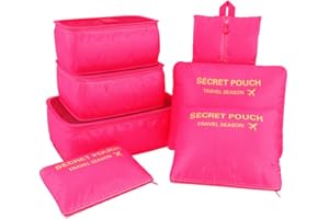 VAYEEBO 7Pcs Travel Bags Clothes Packing Cube Luggage Organizer with Shoes Bag (Rose)