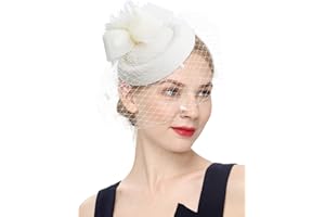 Cizoe Fascinator Hats for Women 20s 50s Vintage Pillbox Hat Kentucky Derby Fascinators Flower Veil Wedding Tea Party Hat