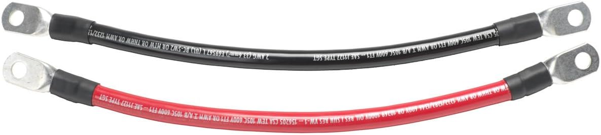 Spartan Power 1 Foot (12 inch) 2 Gauge Wire 2 AWG Battery Cable Set, Made in America, Many Lengths to Choose from: Automotive