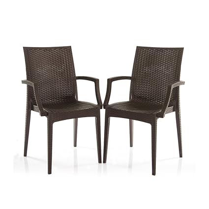 Varmora Designer Chair Set of 2 (Club Handle - Brown)