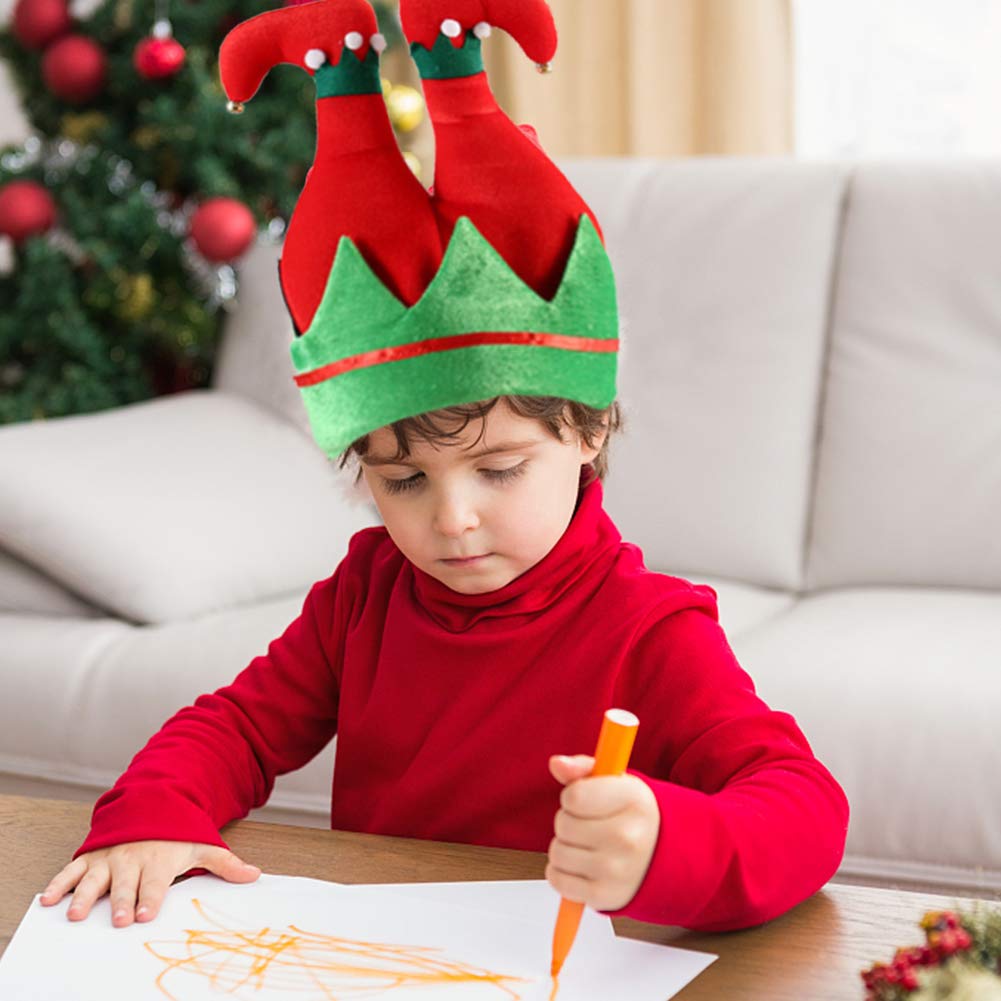 Christmas Elf Hat,3PCS Christmas Party Favors Christmas Slap Bracelets Santa Hats with Jingle Bells Funny Party Hats for Holiday Parties, Bar Crawls, Christmas Gatherings