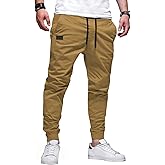 JMIERR Mens Casual Joggers Pants - Cotton Drawstring Chino Cargo Pants Hiking Outdoor Twill Track Jogging Sweatpants Pants