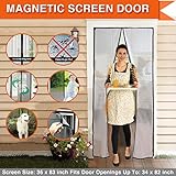 Magnetic Screen Door Magic Mesh Curtain Full Frame Velcro Walk through Hands Free Keep Bugs Out Black Door Curtain Fits Door Up To 34 times 82 inch Max