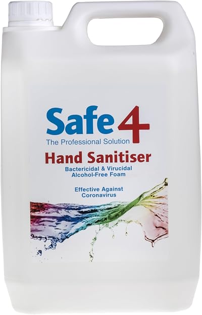 Safe4 Alcohol-Free Hand Sanitiser Foam 5L Bulk Refill Fresh Eucalyptus