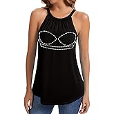 WOWENY Women Halter Tank Tops with Built in Bra Flowy Camisole Top Loose Fit Sleeveless Summer Shirt Top