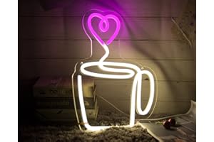 Akelever Coffee Cup Neon Sign,Coffee Bar LED Neon Lights for Wall Decor, Dimmable Hanging Wall Art Decorations for Kitchen Cafe Restaurant Shop Pub Club & Christmas Party Gift for Lover